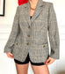 Americana Vintage 80s cuadros Talla M
