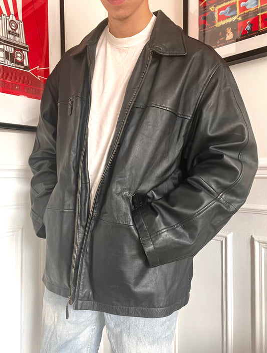 Giacca oversize in pelle vintage anni '80 Taglia L
