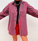 Chemisier à carreaux oversize vintage 80s Taille L
