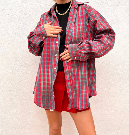 Vintage 80s oversized checked blouse Size L