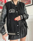 Giubbotto bomber con maniche in vera pelle vintage anni '80 Taglia M