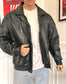 Oversized vintage leather jacket 80s Size M
