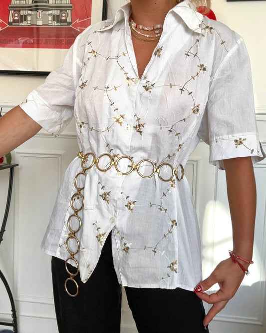 Oversized blouse with vintage 80s patterns Size M