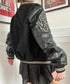Giubbotto bomber con maniche in vera pelle vintage anni '80 Taglia M