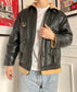 Giacca oversize in pelle vintage anni '80 taglia M