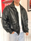 Oversized vintage leather jacket 80s Size M