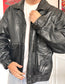 Oversized vintage leather jacket 80s Size M