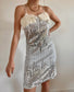 Vestido Vintage 80s lentejuelas con volantes Talla S